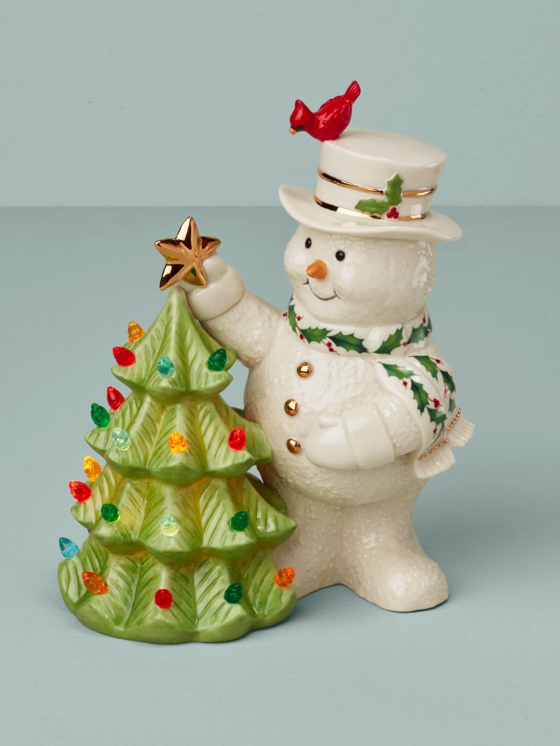 Happy Holly Days Snowman Lit Figurine