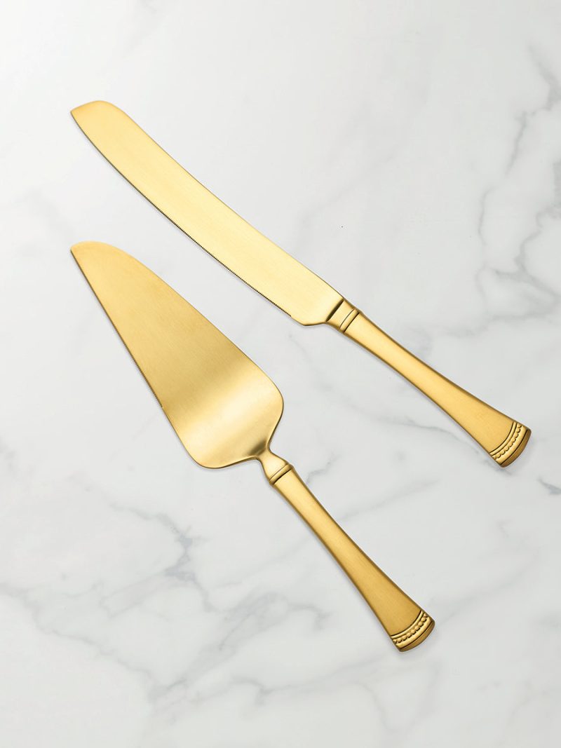 Portola Gold Satin 2 Piece Dessert Set